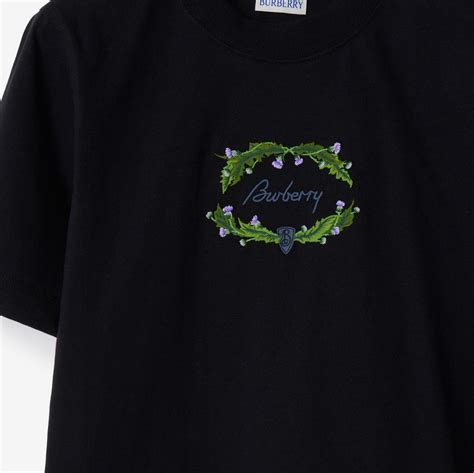 embroidered archive logo cotton t-shirt burberry|Thistle Logo Cotton T.